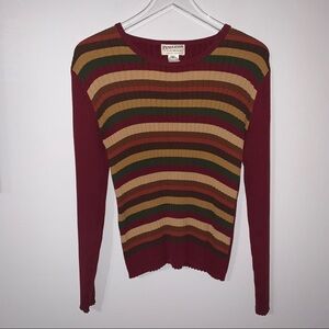 Pendleton Burgundy Stripped Cotton Vintage Sweater